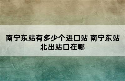 南宁东站有多少个进口站 南宁东站北出站口在哪